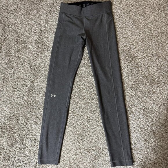 Under Armour Leggings Womens Small Gray HeatGear Compression High Waist Running - Picture 1 of 9